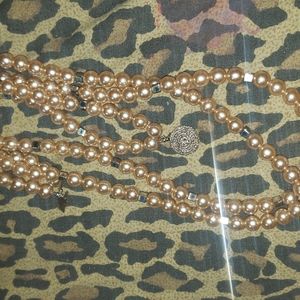 High-end vintage glass pearl and silver necklace